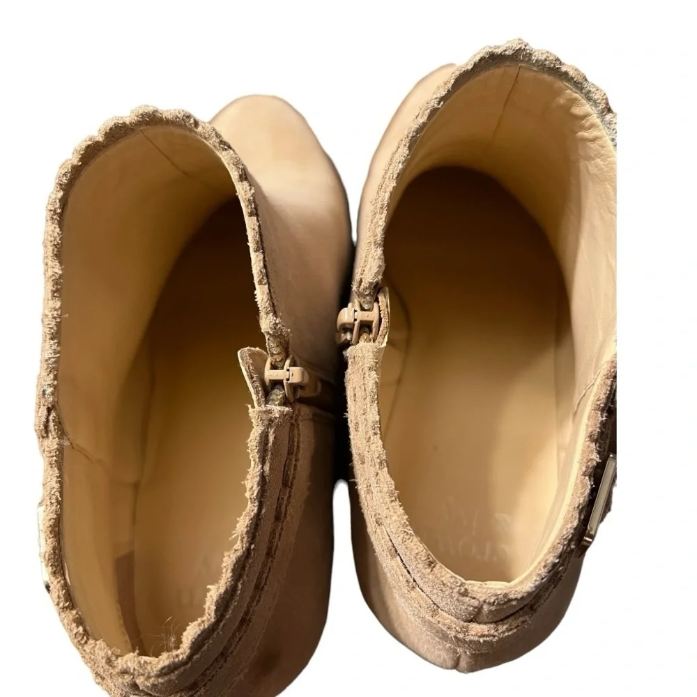 Crown & Ivy Kaylen Leather Tan Ankle Booties - Size 10M